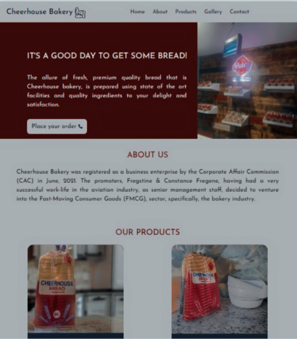 Screenshot of Bakery Website Project
